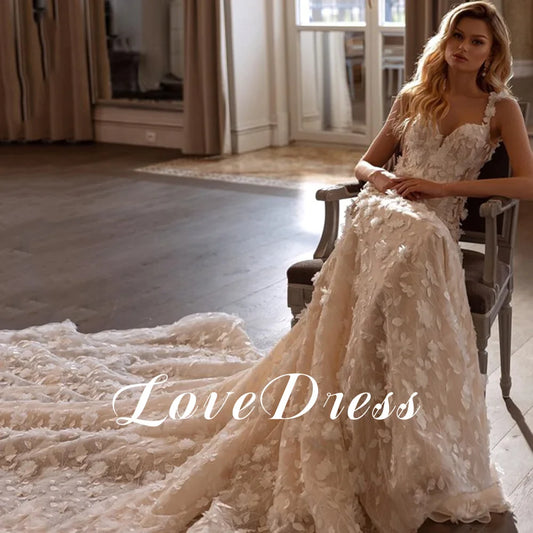 Luxus V-Ausschnitt Meerjungfrau Hochzeitskleider ärmellose Spitze Applikationen Strandbraut Kleid Rückenloser Sweep-Zug Vestido de Novia