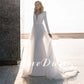 LoveDress-vestido de novia sencillo con cuello en V, cola desmontable, botón de manga larga, vestido de novia moderno de sirena, bata de novia sin espalda