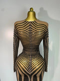 Women Sexy Mesh Perspective Shiny Diamond Dinner Dress Elegant Celebrity Evrning Party BirthdayDress Singer Stage Outfit