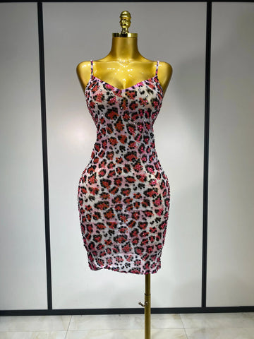 Sparkly Gold Rhinestone Transparent Sleeveless Mini Dress Evening Birthday Celebrate Party Nightclub Dance Performance Outfit Pink