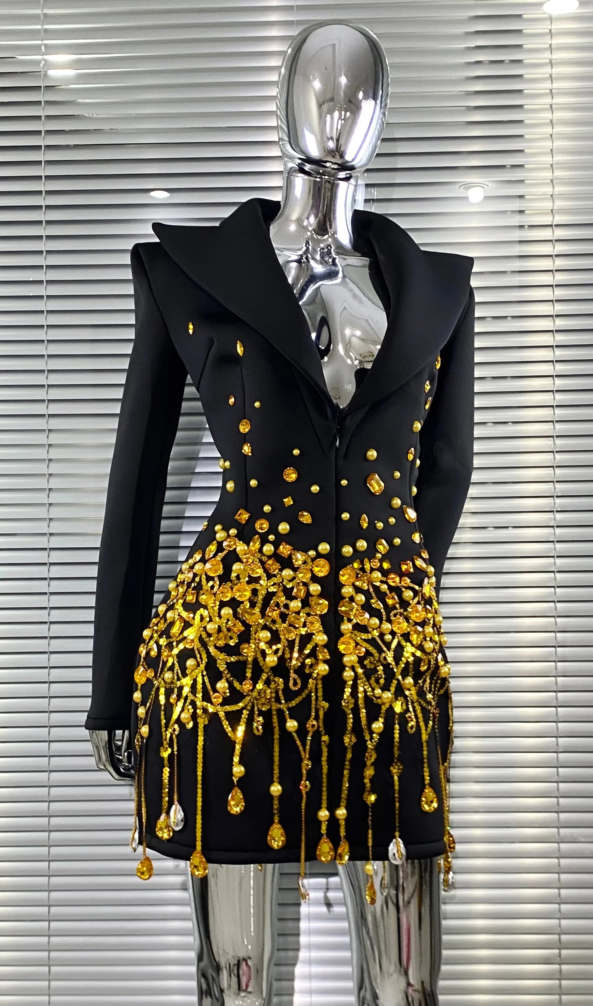 Luxury Diamonds Shining Sequins Deep V-Neck Mini Suit Dress Fashion Woman Birthday Party Dress Stage Performance Costume