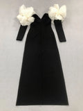 Sexy Women Long Bandage Dress Fashionable Off Shoulder Chiffon Patchwork Long Sleeved Bodycon Backless Dress Party Vestidos