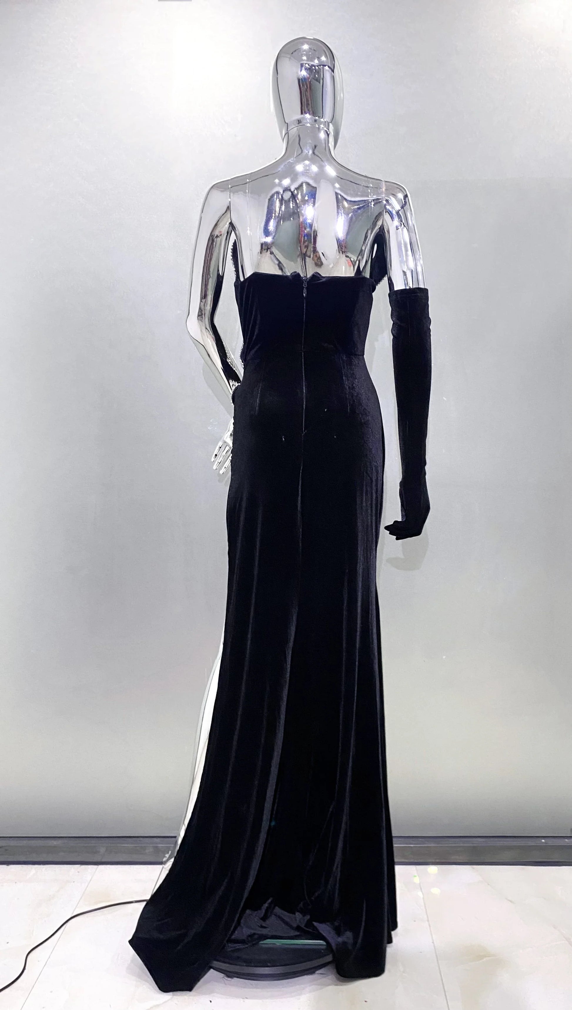 Dazzling Stereoscopic Rhinestone Design HIgh Slit Strapless Floor Length Dress Luxury Woman Evening Dress Red Carpet Vestido