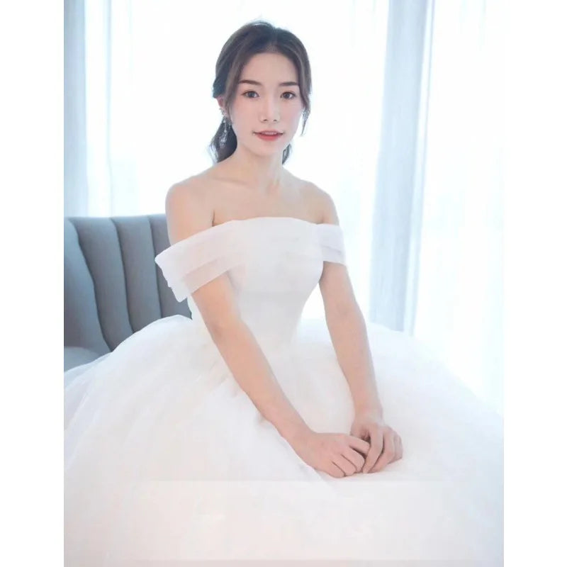 Fashion Classic off the Shoulder Wedding Dress Baru manis manis abiti da sposa elegan lantai-lenght vestido de novia plus ukuran