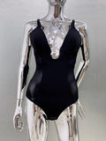 2 Color Woman Bodycon Body shaping Jumpbady Shapewear Evening Dress Under Wear Club Party Outfit Stage Performance Costume black
