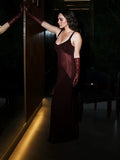 Burgendy See Through Mesh Patchwork Long Dress Summer Backless Skinny Tight Maxi Bodycon Cocktail Party Wear Vestidos