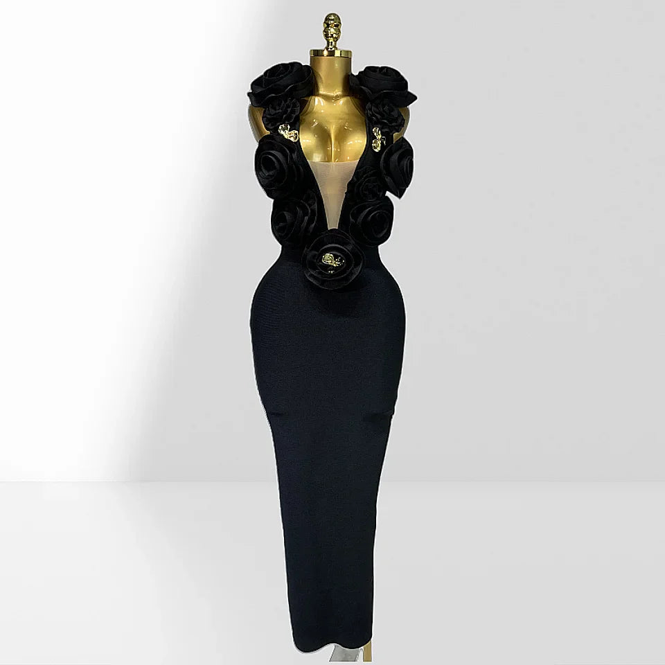 Red And Black Sexy Plow Cut Package Hip Floor Length Dress Graceful Woman Party Dress Cocktail Party Outfit