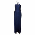 Opulent Fashion Halter Neck Sleeveless Dress for a High-End Black-Tie Event Evening Gown Blue