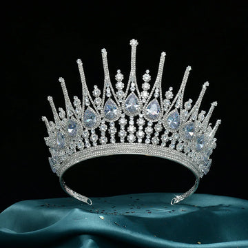 Baroque Queen Crowns For Women Crystal Zircon Big Bridal Tiara Crown For Wedding Pageant Miss Universe Diadem Bride Headpiece as pic