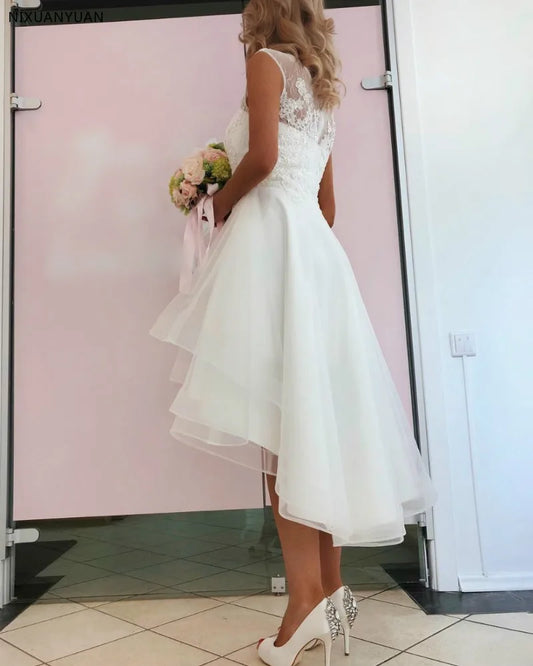 Sexy einfache Spitze Plus Größe Kurzer Strand Bohemian Boh Hochzeit Braut Kleiderkleider