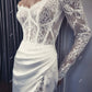 Elegant Mermaid Wedding Dresses Lace Stain Pleat Bride Party Gowns Sweep Train Long Sleeves Bridals Evening Dresses