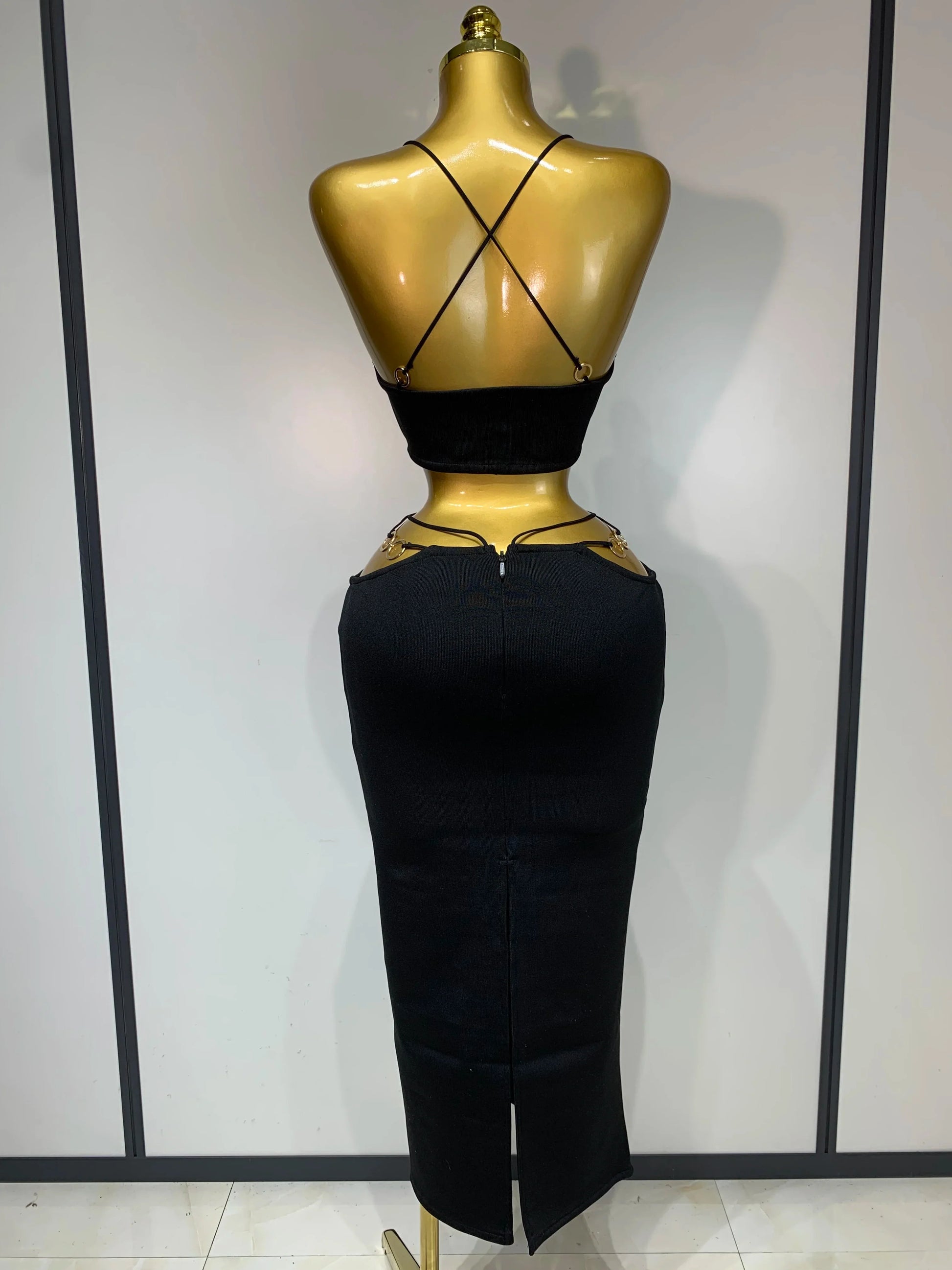 Women Sleeveless Sexy Spaghetti Strap Hollow Out Bodycon Long Bandage Dress Celebate Elegant Luxury Birthday Club Dresses