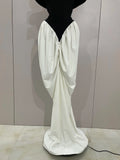 Sexy V Neck off-The-Shoulder Black And White Splicing Mermaid Floor-length dress Women Formal Evening Birthday Party Dress