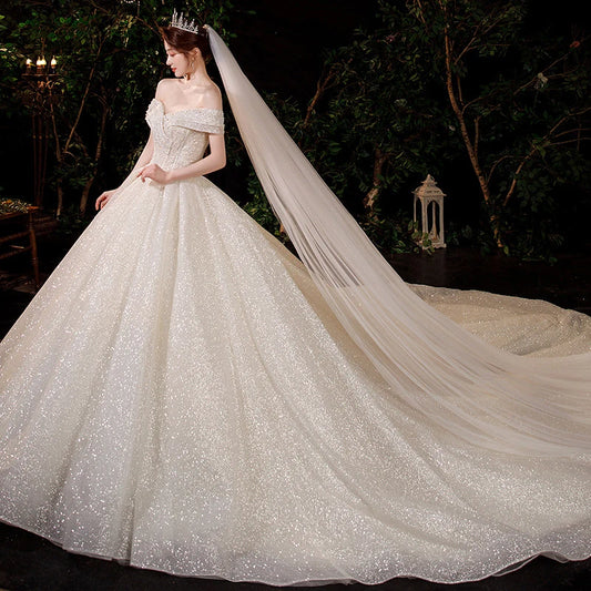 Vestido largo de lujo de satén blanco con cuello oblicuo para boda, vestido largo elegante para novia, vestido de noche brillante para invitados de graduación