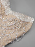 Women'S Evening Dress Luxury Pearl Chain Eelgant Mermaid Maxi Long Gown With Gloves Celebrity Party Vestidos