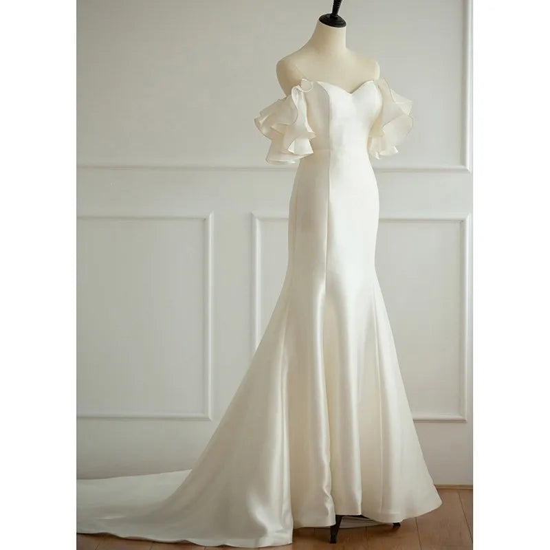 Nowe sukienki ślubne syreny satynowa sukienka ślubna
