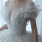 D120 Princess Sexy Luxury Crystal Manik Perkahwinan Pakaian Puff Tulle White Wedding Gown Gaun Pengantin Sederhana Wanita