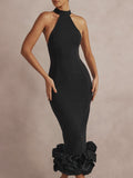 Women' Elegant Dress Black Bandage Stretch Female Clothing Celebrity Evening Party Long Gown Vestidos