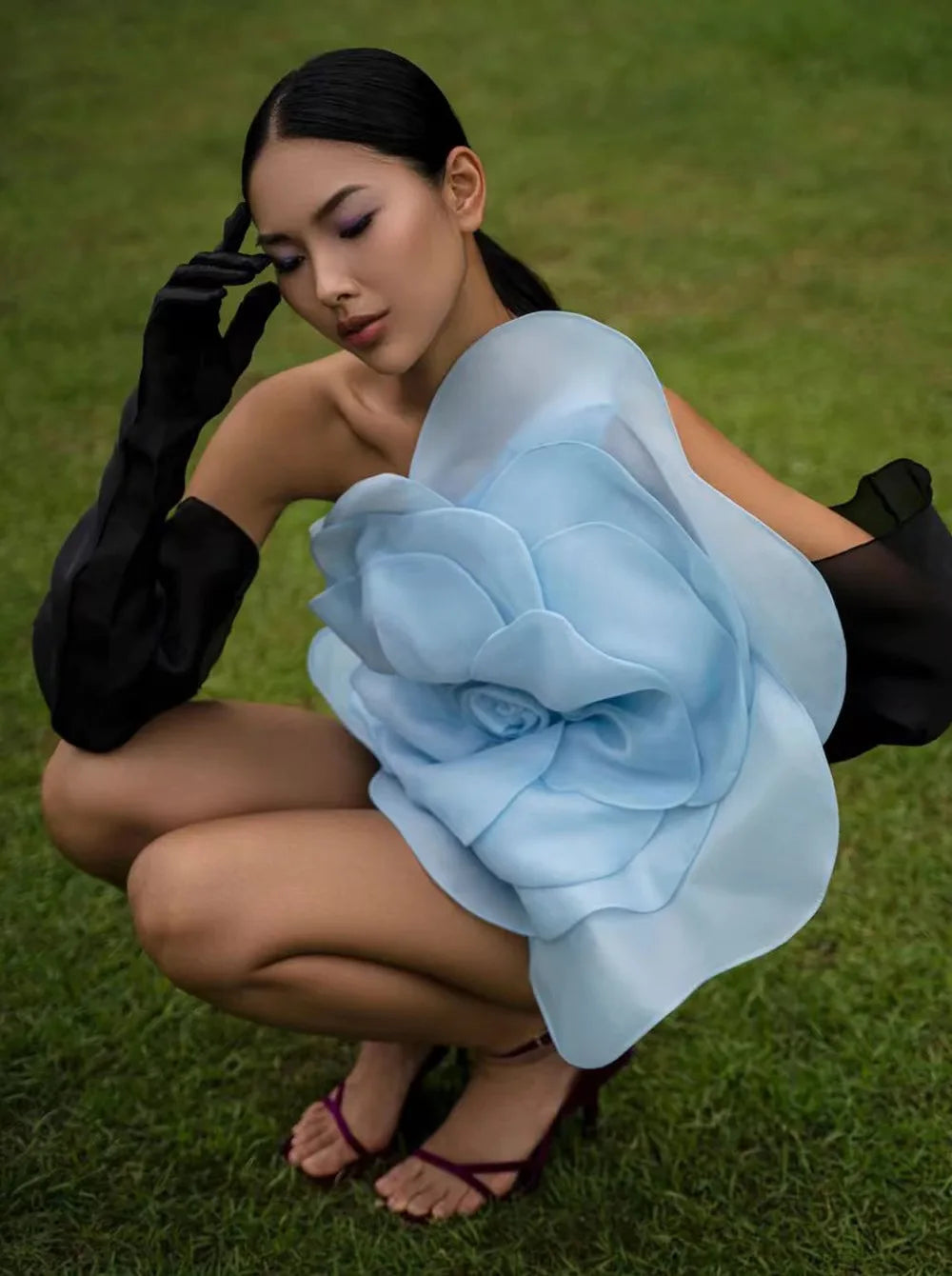 Summer Women'S Dress Sexy One Shoulder Sleeveless 3D Mesh Flower Patchwork Satin Mini White Wedding Dress