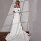 Booma Generous Mermaid Wedding Dresses for Women Boat Neck Sweep Train Simple Long Bridals Dress vestidos de novia
