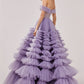 Lavender Cake shaped Tulle Prom Dress Multilayer Mesh Off Shoulder Ball Gown Vestidos De Fiesta Sleeveless Party Dress