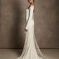 Sexy Long Sleeves Boat Neck Sheath/Cloum Wedding Dresses Formal Bride Grown 2022