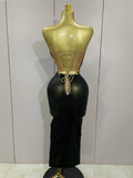 Black Shiny Sequin Sexy Chest Wrapped Dress Women Fashion Eveing Celebrate Birthday Party Stage Costume