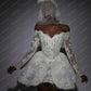 Pakaian Prom Renda Pendek Klasik Lengan Panjang Lengan Panjang Mini Pengantin Perkahwinan Recepetion Gaun dengan Gaun Malam Tulang