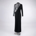 Women Fashion Long Sleeve Keyholes Florals Bodycon Long Maxi Dress Cotton Celebrate Evening Party Red Carpet Outfit