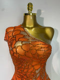 Women Sexy Mesh See Through One Shoulder Rhinestones Stage Costume Singer Nightclub Evening Party Luxury Birthday Mini Dresses