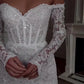 Glitter Full Lace A-Line Mini Vestidos de noiva Mangas compridas querida do ombro vestidos de noiva curtos vestidos de Novia