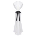 Stylish Chic White Halter Sleeveless Backless Cutout with Bow Detail Maxi Dress Evening Gown WHITE