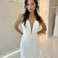 V-Neck Wedding Dress Satin For Women Customize To Measures Elegant Robe De Mariee Zipper Back White Civil Bridal Gowns Elegant