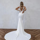Vintage Mermaid Wedding Dress Top Lace Applique Square Collar Sleeveless Satin Sexy Backless Bridal Gown For Bride Customize