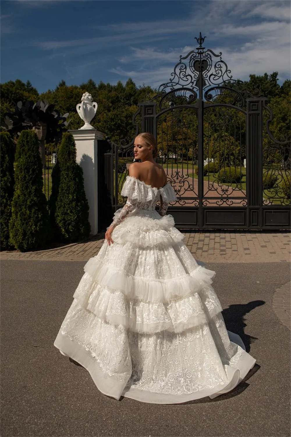 De lujo hecho a mano فساتين مناسبة رسمية Palacio multicapa vestido De baile De graduación vestido De baile De corte real Vestidos De Noche