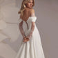 Simple Wedding Dresses A Line Sexy A Line Split Lace Appliques Women's Bridal Gowns Off The Shoulder Pleat Satin Elegant Vestido