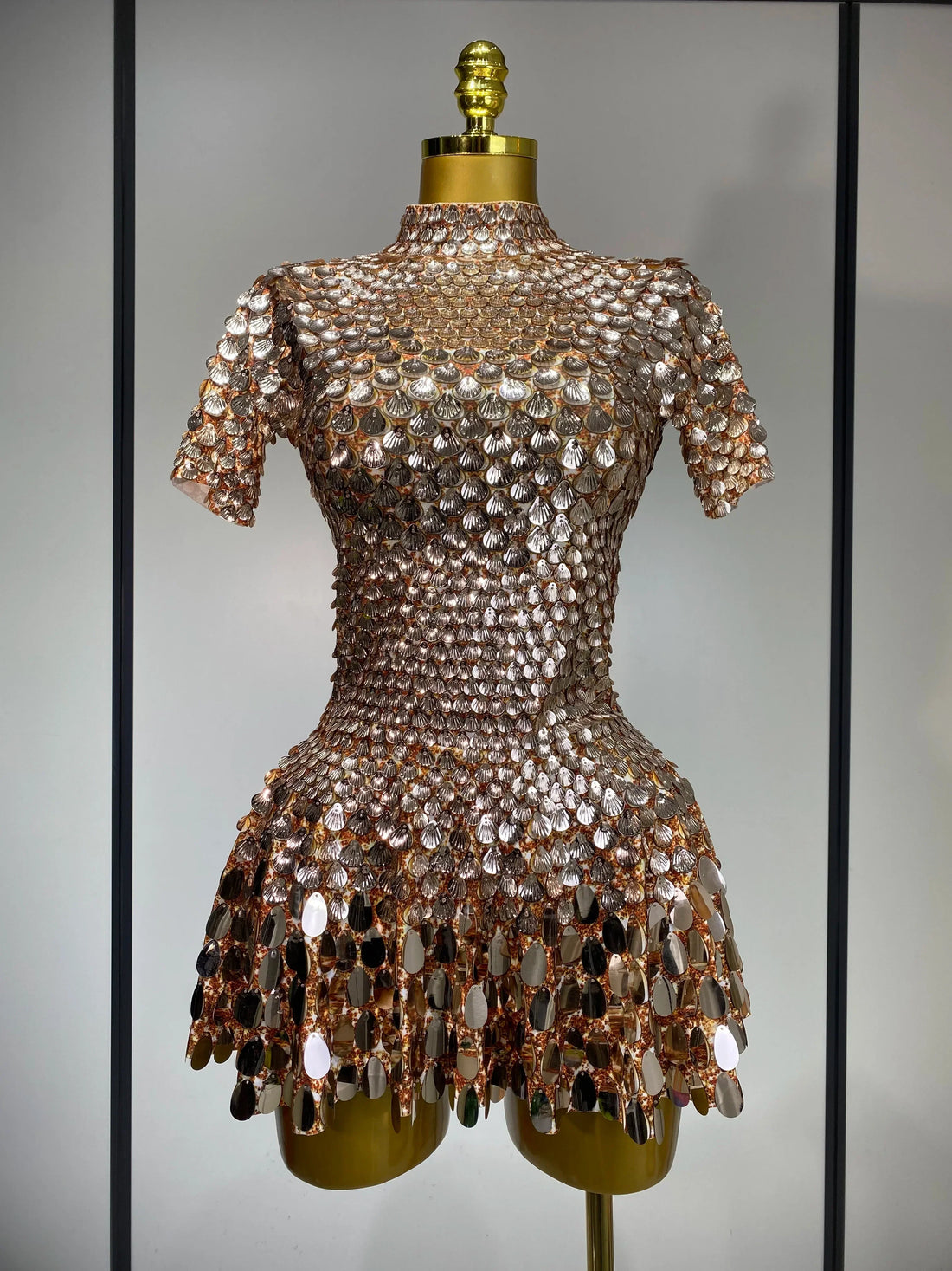 Sparkly Sequins Luxury Birthday Party Gown Short Dress Dancer Stage Performance Wear Women Sexy Nightclub Dress Festival Outfit Rose gold