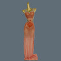 Elegant Crystal Party Evening Gown Cocktail Long Dress Dinner Gown Women Costume Sexy Sparkly Rhinestone Club Party Dress Xigua Orange One Size