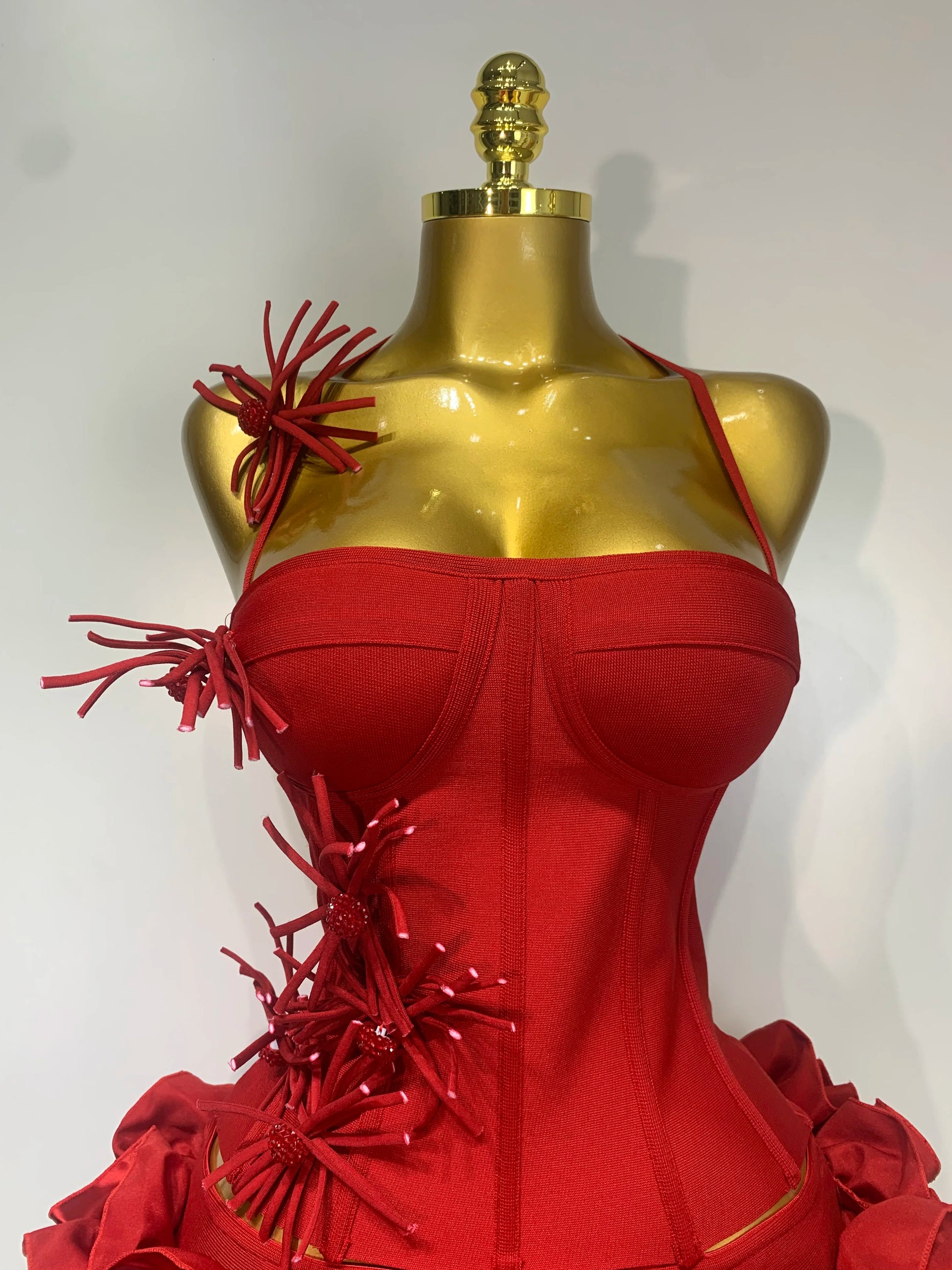 Women Fashion Sexy Halter Prom Gown Celebrity Club Two Piece Set Cocktail Elegant Luxury Birthday Party Red Black Bandage Outfit