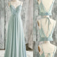 Green Chiffon Prom Dresses Long Pleats Spaghetti Strap Sweetheart A Line Backelss Lace Applique Formal Party Evening Gowns