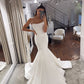 Simple Mermaid Wedding Dresses Scoop Neck Boning Bridal Gowns Sweep Train Elegant and Beautiful Bride Evening Dresses