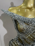 Sexy Shinning Diamond Tassels Chain Strapless Tops Skirt 2 PCS Women Evening Party Celebrate Nightclub Performance Costume