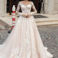 Exquisite Wedding Dresses For Women A-Line Luxury Bridal Gowns Lace Appliques Long Sleeves O-Neck Vintage Vestidos De Novia