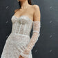 Glitter Short Wedding Party Dresses Sweetheart Shiny Bride Dress after Wedding Detachable Sleeves Prom Gowns for Women