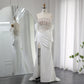 Luxury Dubai Mermaid White Evening Dress Sexy Scalloped High Slit Prom Dresses for Women Wedding Party