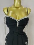 Sexy Backless Spaghetti Strap Black Sleeveless Bodycon Bandage Dress Women Elegant Prom Gown Club Evening Party Birthday Dresses
