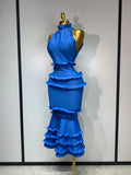 Women Sexy Backless Ruffles Bodycon Bandage Mermaid Dress Celebrate Evening Party Luxury Birthday Wedding Guest Dress