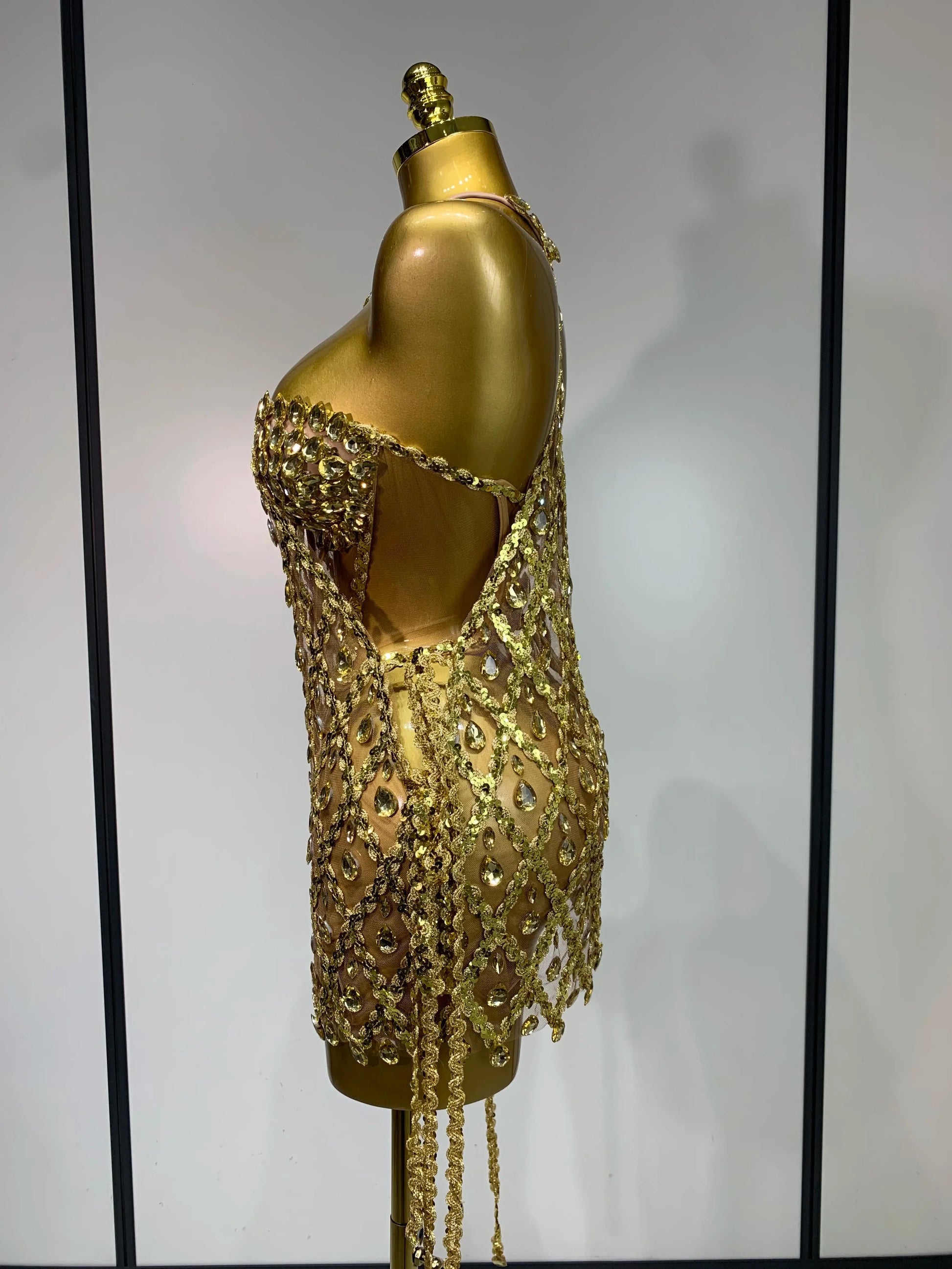 Sparkly Sequin Diamond Mesh Transparent Two Piece Set Women Sexy Evening Party Celebrate Birthday Photo Shoot Wear