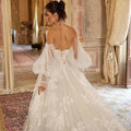 Women A-Line Wedding Dresses Sweetheart Puff Sleeve Applique Bridal Dress Formal Wedding Princess Prom Gowns Customized