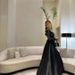 Black Long Sleeves فساتين سهره فاخره  Satin Slim A-line Prom Dresses Nobility Elegantly Handmade Vestidos De Noche